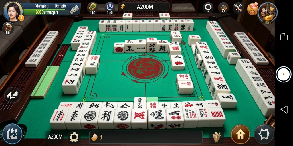 Screenshot A200M menunjukkan gameplay Mahjong yang memikat dan menantang.