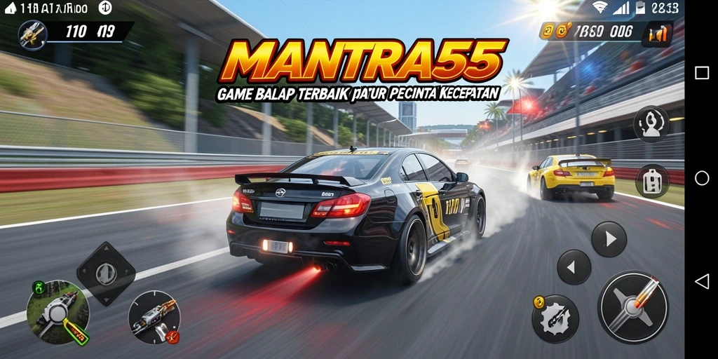 Tampilan gameplay mendebarkan dalam <strong>MANTRA55</strong> yang penuh aksi balap.